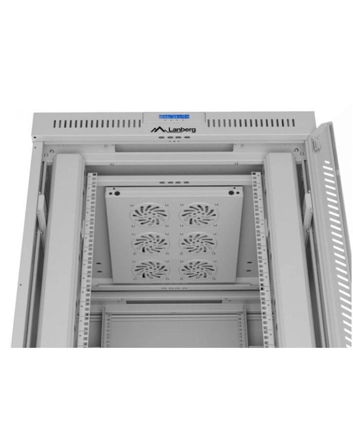 LANBERG szafa stojąca 19/42U 800x1000 drzwi szklane LCD flat pack szara V2 główny