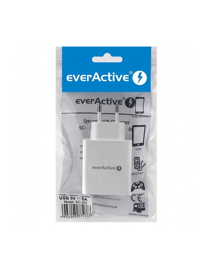 everactive Ładowarka sieciowa 4x USB 5A Iq smart charging Biała główny