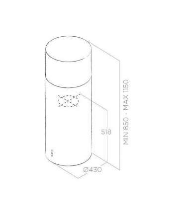 elica Okap TUBE PRO ISLAND BLA/43