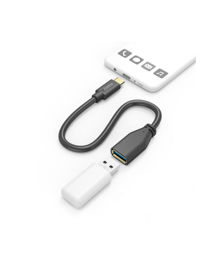 Hama OTG, USB 3.0 A, USB-C, 15CM, czarny Hama | kabel przejściowy | OTG | USB 3.0 A | USB-C | 15CM | czarny główny