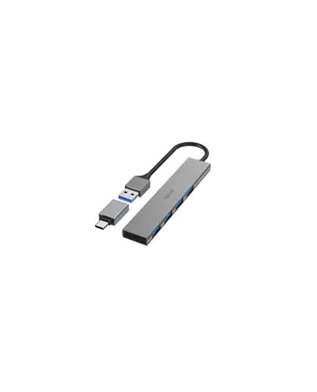 Hama Hub Premium Ultra Slim USB 3.2 + Adapter USB-C 4xUSB-A 5 Gbit/s (200141)