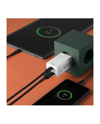 Hama ładowarka sieciowa mini GaN 45W PD/QC 1x USB-C, 1x USB-A biała ładowarka sieciowa | USB-C/USB-A | Power Delivery/Quick Charge | 45W | biała