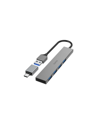 Hama Hub Premium Ultra Slim USB 3.2 + Adapter USB-C 4xUSB-A 5 Gbit/s (200141)