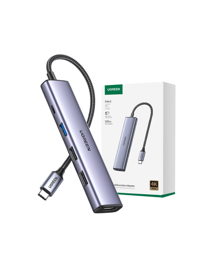 Ugreen CM478 USB-C do HDMI, USB-A 3.0, 2x USB-A 2.0, PD główny