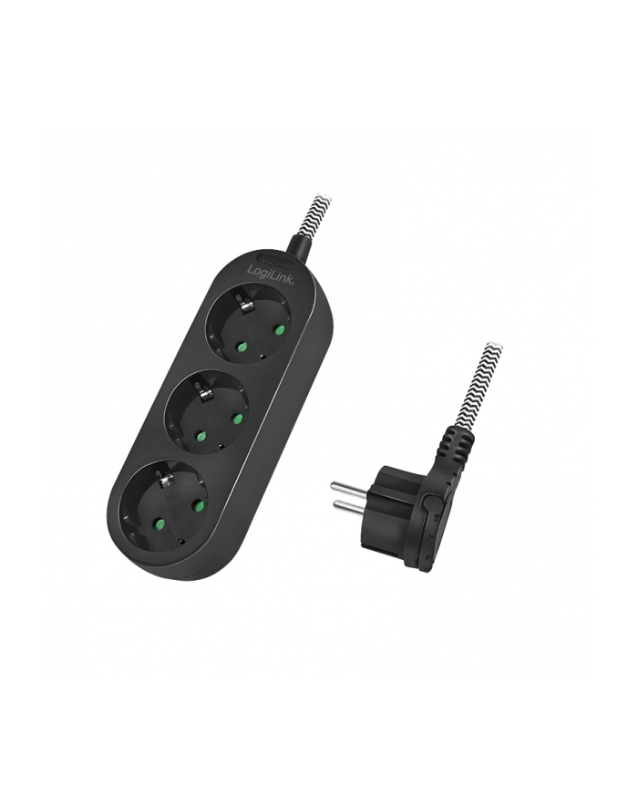 LogiLink 3 gniazda 1.5m Listwa zasilająca 3 gniazda CEE 7/3 1.5m tekstylny oplot główny