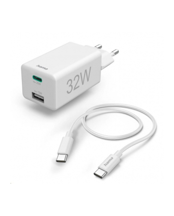 Hama ładowarka sieciowa mini 32W sieciowa 1x USB-C, 1x USB-A + kabel USB-C ładowarka sieciowa Hama | Power Delivery | Qualcomm® | 32W | USB-A | kabel USB-C