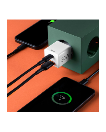 Hama ładowarka mini 30W PD/QC 1x USB-C, 1x USB-A biała ładowarka sieciowa | USB-C/USB-A | Power Delivery/Quick Charge | 30W | biała