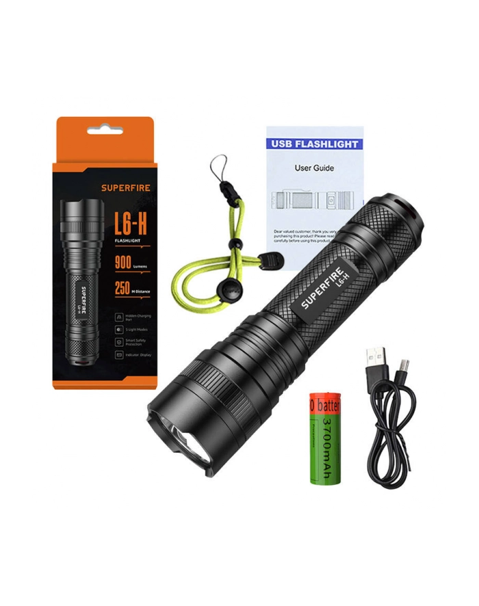 Latarka Superfire L6-H, 750lm, USB-C główny