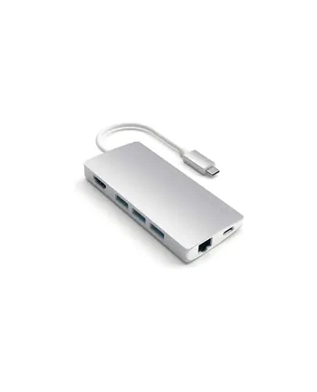 Satechi Multiport Ethernet V2 Hub Ucb-C / Ethernet/3Xusb 3.0/Hdmi/Usb-C (Pd)/Sd/Microsd Silver (STTCMA2S)