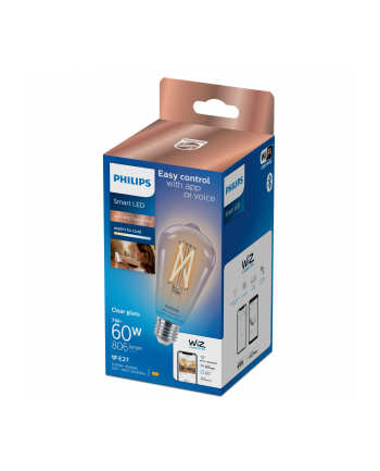 Philips Smart LED Żarówka filament przezroczysta E27 ST64 7 W (60 W), zimna - ciepła biel (929003018621)