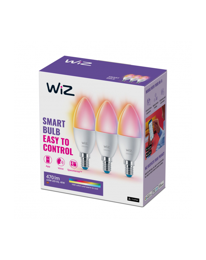 WiZ Żarówka E14 C37 4,9 W (40 W), kolorowe światło, 3 szt. (929002448833) główny