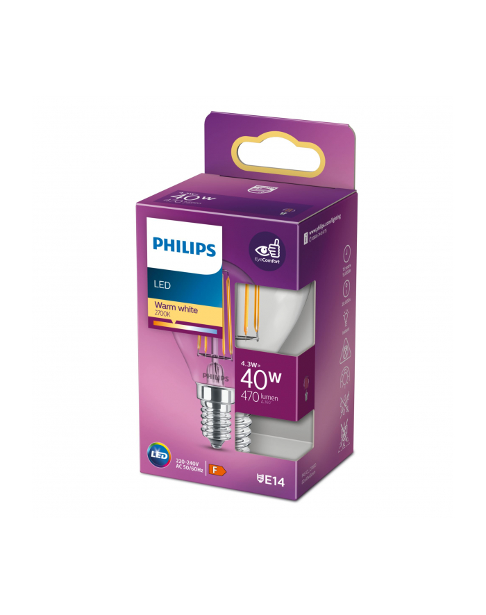 Philips Żarówka światła LED LED classic 40W P45 E14 WW CL ND SRT4 E14 główny