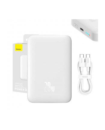 Baseus Magnetic Mini powerbank z ładowaniem indukcyjnym MagSafe 15W / szybkie ładowanie PD QC 20W 10000mAh biały (Overseas Edition) + Xiaobai Series k nr 2