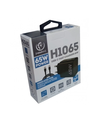 rebeltec Zasilacz PD65W USB-C uniwersalny do notebooków, smartfonów, tabletów, power banków oraz innych urządzeń z gniazdem zasilającym USB-C