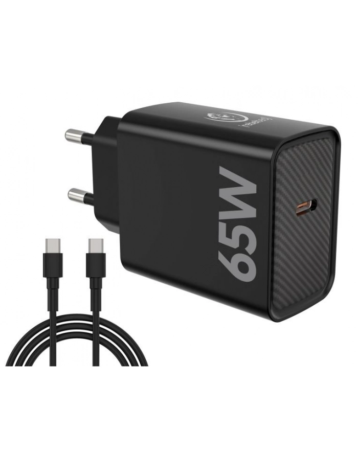 rebeltec Zasilacz PD65W USB-C uniwersalny do notebooków, smartfonów, tabletów, power banków oraz innych urządzeń z gniazdem zasilającym USB-C główny