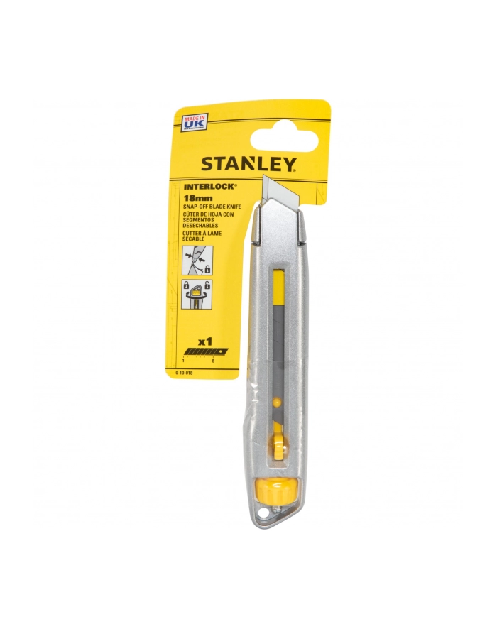 Stanley Interlock 0-10-018 Rodzaj ostrza: chowane | Typ ostrza: łamane | Długość ostrza [mm]: 165 | Szerokość ostrza [mm]: 18 główny