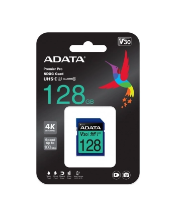 ADATA Premier Pro SDXC 128GB 100R/80W UHS-I U3 Class 10 A2 V30S SDXC | 128GB | UHS-I | U3 | Class 10 | V30 | A2 | Odczyt do 100 MB/s | Zapis do 80 MB/s nr 2