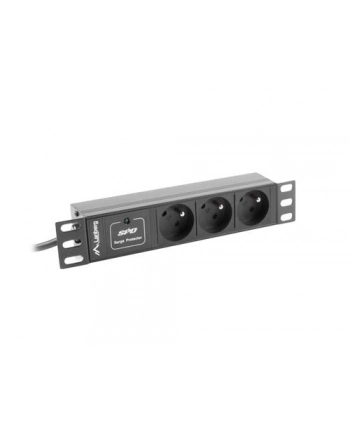 Lanberg listwa zasilająca PDU 3 gniazda 2.0m Listwa zabezpieczająca Lanberg Rack PDU 10'' 3 gniazda PL 2.0m 1U 10A czarna C14