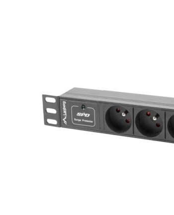 Lanberg listwa zasilająca PDU 3 gniazda 2.0m Listwa zabezpieczająca Lanberg Rack PDU 10'' 3 gniazda PL 2.0m 1U 10A czarna C14