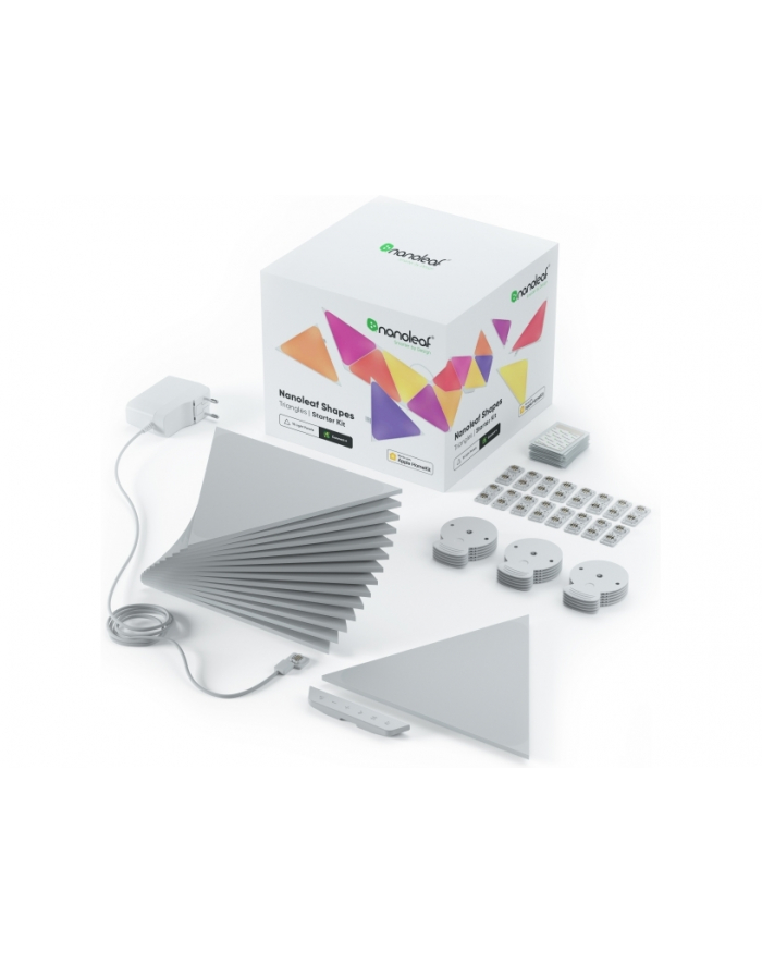 Nanoleaf Shapes Triangles Starter Kit 15 trójkąty 15 szt. nowszy model z łącznikami(kontroler w zestawie + moduł rythm) główny