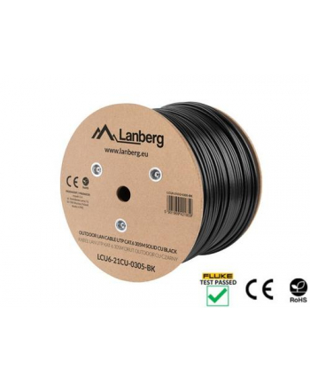 Lanberg 305.0m drut outdoor kabel Lanberg FTP kat6 305.0m drut CU | Outdoor | czarny | fluke passed nr 1