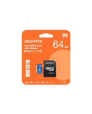 ADATA Premier microSDXC 64GB 100R/25W UHS-I Class 10 A1 V10 + Adapter nr 1