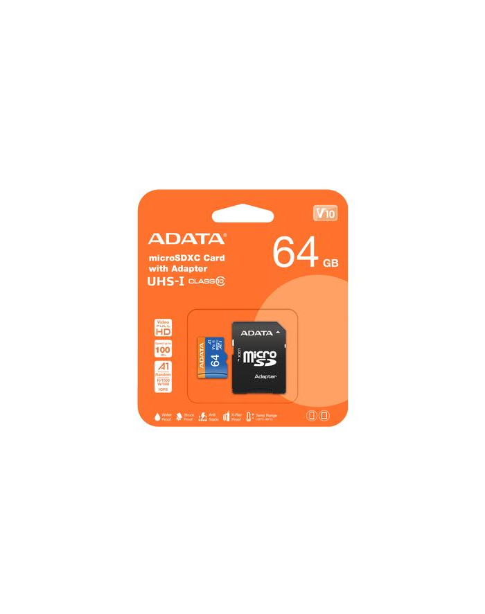 ADATA Premier microSDXC 64GB 100R/25W UHS-I Class 10 A1 V10 + Adapter główny