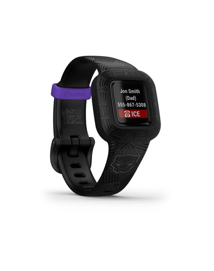 Garmin Vivofit Junior 3 Marvel Black Panther Komunikacja: Bluetooth | Wyświetlacz: 0,78'' | Wodoszczelność 5 ATM główny