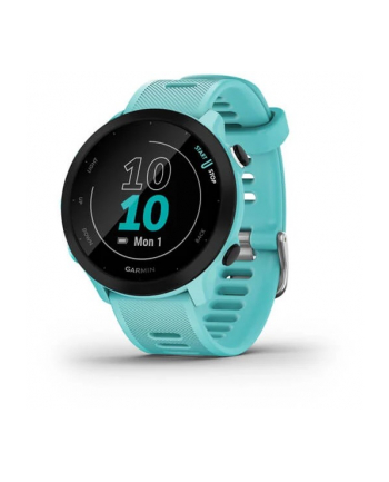 Garmin Forerunner 55 turkusowy Komunikacja: Bluetooth | Wyświetlacz: 1,04'' | Pulsometr | GPS | Wodoszczelność 5 ATM