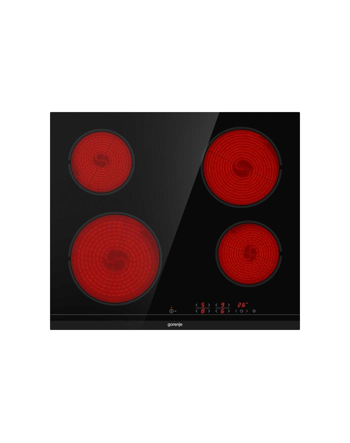 Gorenje ECT641BCSC Ilość pól grzewczych: 4 | Wykończenie: szlif przedni | Kolor: czarny | Sterowanie: panel dotykowy | Wymiary (W/S/G) cm: 5,4/60/52 główny