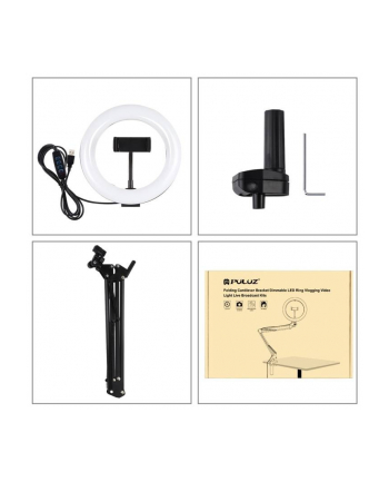 Puluz Lampa pierścieniowa / statyw biurkowy na klips LED 20 cm vlog / stream na telefon PKT3089B nr 1