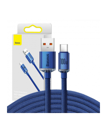 Baseus USB-A - USB-C Crystal Shine, 100W, 2m (niebieski)