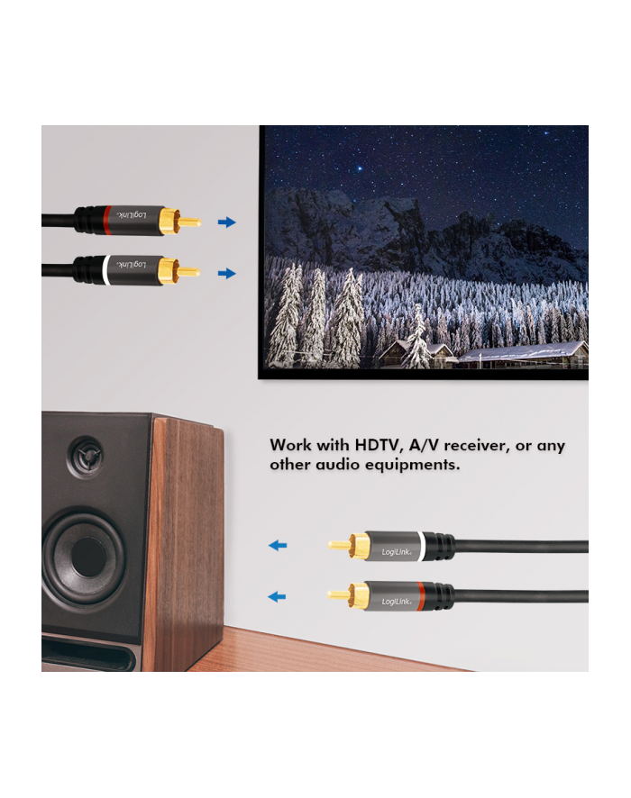 LogiLink RCA 1.0m kabel 2x RCA M na 2x RCA M LogiLink 1.0m główny