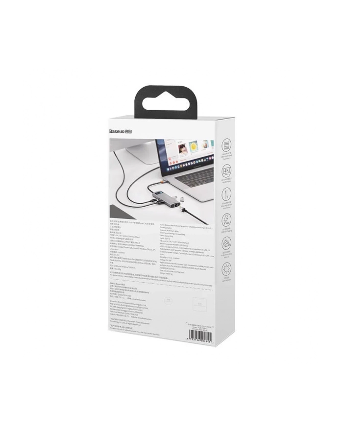 Baseus 6w1Metal Gleam Series, USB-C do 3x USB 3.0 + HDMI + USB-C PD + Ethernet RJ45 główny