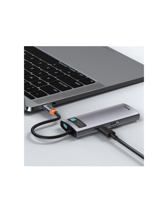 Baseus 6w1Metal Gleam Series, USB-C do 3x USB 3.0 + HDMI + USB-C PD + Ethernet RJ45 główny