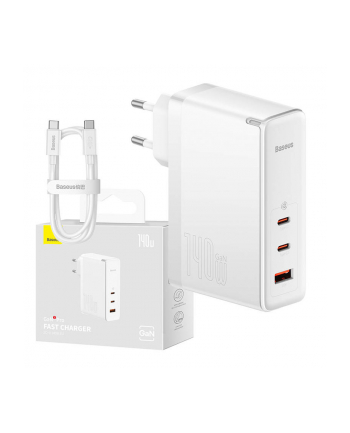Baseus GaN5 Pro 2xUSB-C + USB, 140W (biała) ładowarka sieciowa
