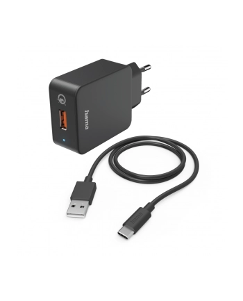Hama Ładowarka sieciowa 19.5 W HAMA | ładowarka| Qualcomm® | 19.5 W | KABEL USB-C 1,5M | czarna