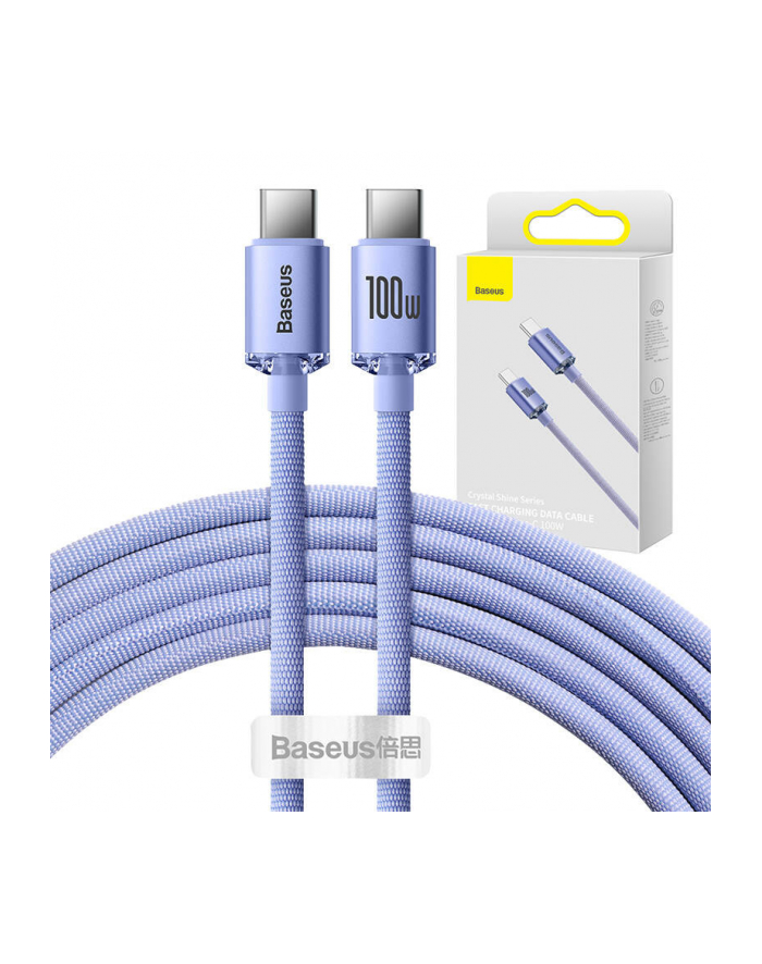 Baseus USB-C - USB-C Crystal Shine, 100W, 2m (fioletowy) główny