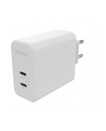 Mophie GaN Charger Dual - ładowarka sieciowa z podwójnym wejściem USB-C 67W biała ładowarka sieciowa