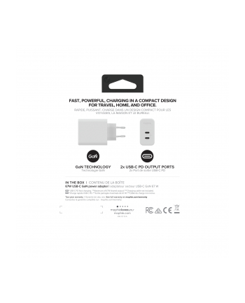 Mophie GaN Charger Dual - ładowarka sieciowa z podwójnym wejściem USB-C 67W biała ładowarka sieciowa