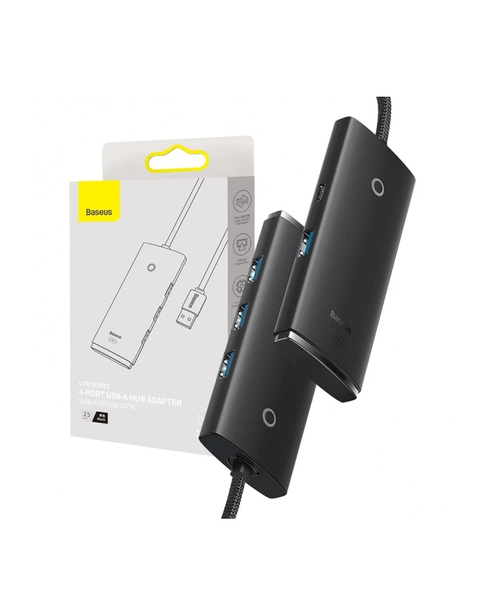 Hub 4w1 Baseus Lite Series USB do 4x USB 3.0 25cm (czarny) główny
