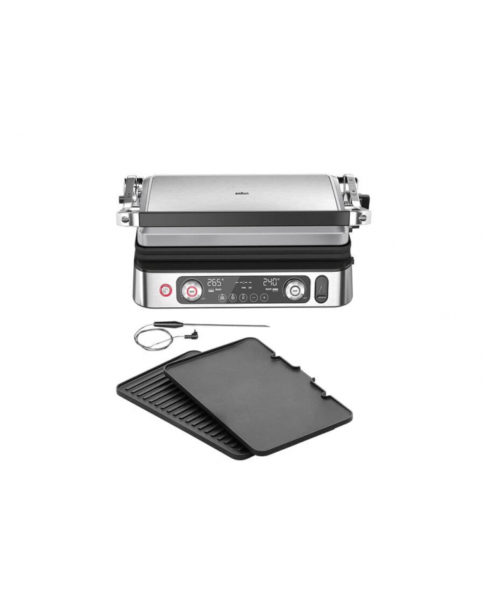 Braun MultiGrill 9 Pro CG9160 czarny/inox Grill kontaktowy| Moc [w]: 2200 | Kolor: czarny/inox | płytki: 1 grillowa, 1 płaska | Wymiary [wys.x gł.x szer. cm]: 44,5x35,5x18 główny