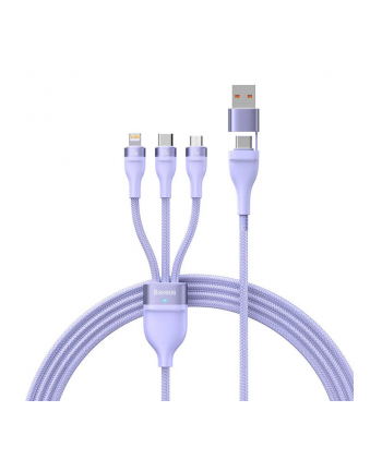 Baseus Flash Series 2 USB 3w1, USB-C + micro USB + Lightning, 100W, 1.5m (fioletowy)