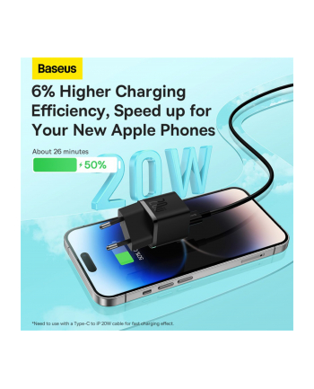 Baseus GaN5 20W Mini (czarna) ładowarka sieciowa nr 2