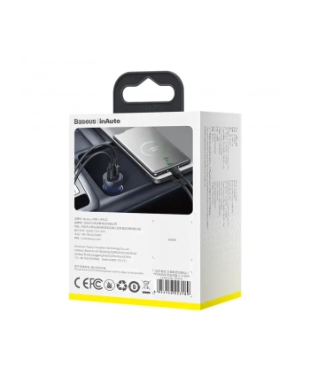 ładowarka Ładowarka samochodowa Baseus Particular Digital Display z wyświetlaczem, USB + USB-C, QC3.0+PD, 5A, 65W (szara) nr 1