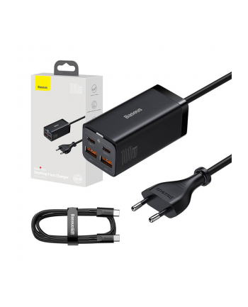 Baseus GaN3 Pro 2xUSB-C + 2xUSB, 100W (czarna) ładowarka sieciowa