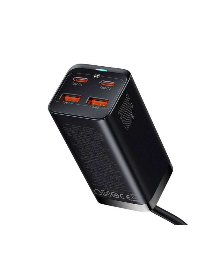 Baseus GaN3 Pro 2xUSB-C + 2xUSB, 100W (czarna) ładowarka sieciowa główny