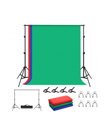 Puluz Zestaw/Statyw do mocowania tła fotograficznego 2x2m + tła fotograficzne 3 szt PKT5204 nr 1