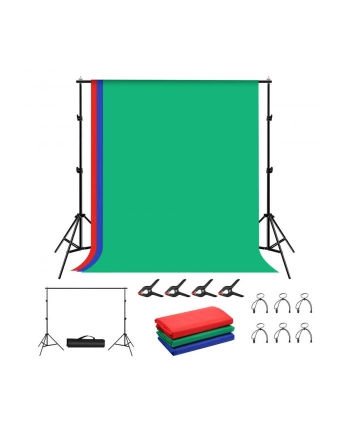 Puluz Zestaw/Statyw do mocowania tła fotograficznego 2x2m + tła fotograficzne 3 szt PKT5204 nr 1