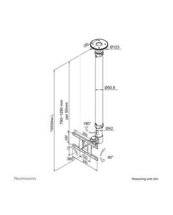 Neomounts by Newstar FPMA-C100WHITE uchwyt sufitowy do LCD | wysokość: 79-129 cm | rozdzielczość: 10 - 30'' | VESA max: 200x200